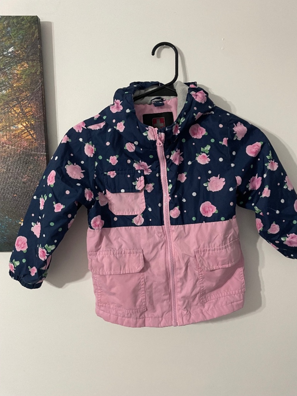 Swiss Tech pink floral rain jacket with hood, Size: 4 years #rainwear #kids